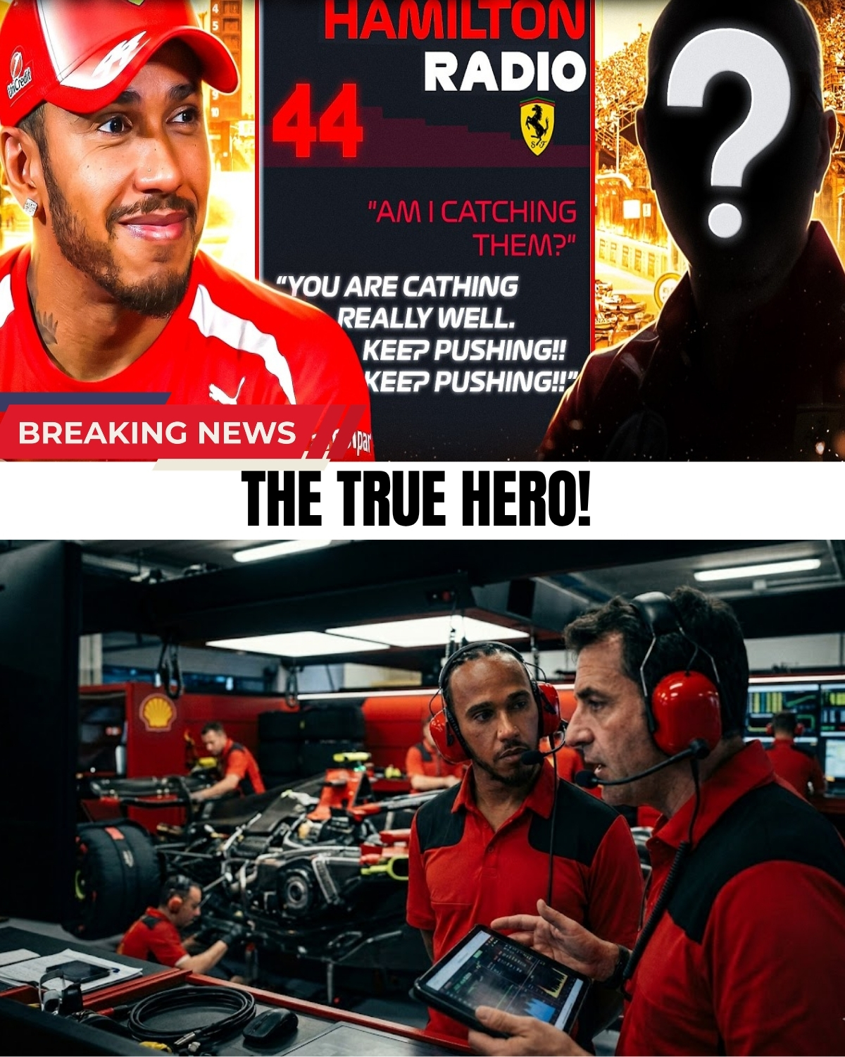Everyone saw Lewis Hamilton's historic Ferrari victory, but NOBODY noticed the mastermind pulling the strings behind the scenes! 😱🏎️💨 Leaked radio comms just exposed the brilliant "temporary" engineer who executed a crazy gamble!