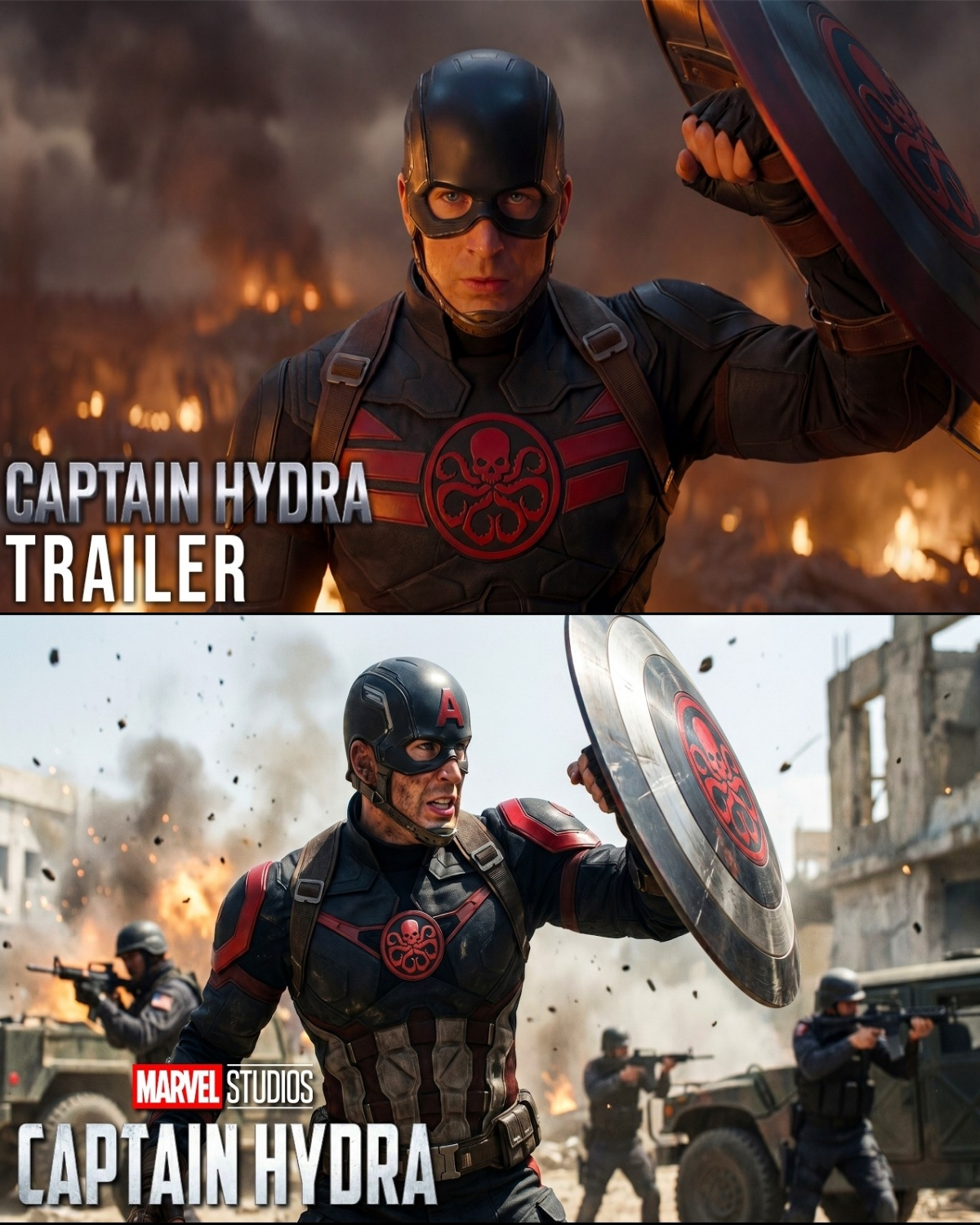¡Paren absolutamente todo lo que estén haciendo! El multiverso de Marvel acaba de sufrir la sacudida más brutal, oscura e impactante de su historia cinematográfica. Se ha liberado el espectacular primer tráiler conceptual de "Captain Hydra" (Capitán Hydra: 2027)