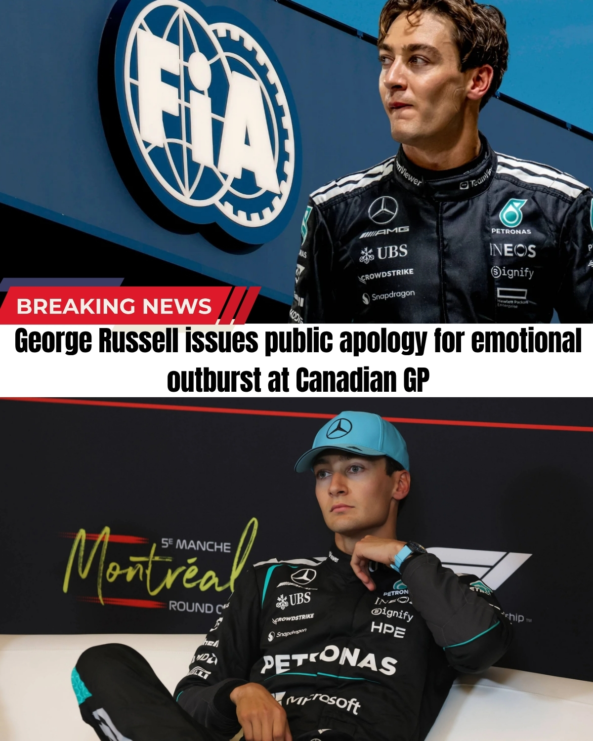 The Montreal nightmare just got worse for Mercedes! 😱 After throwing his headrest onto a LIVE track in a fit of rage, George Russell has officially been slapped with a heavy FIA penalty!