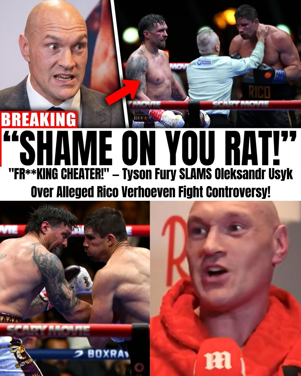 The heavyweight division is in absolute meltdown! ๐ฅ Tyson Fury just launched a savage, explicit social media tirade, utterly destroying Oleksandr Usyk over his shady, illegal backstage deals with Rico Verhoeven!