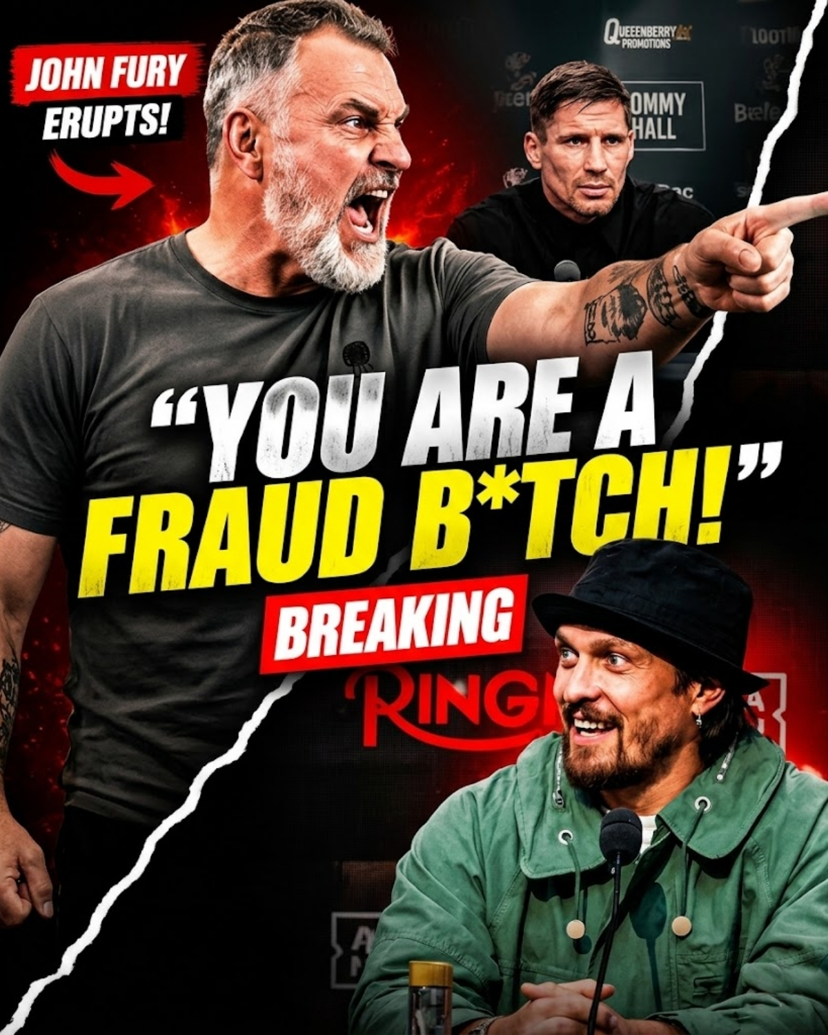 Absolute chaos in Egypt! ๐ฅ Just days before the historic clash with Rico Verhoeven, Tyson Furyโs father, John Fury, totally hijacked the stage and launched a ferocious, red-faced outburst directly at Oleksandr Usyk!