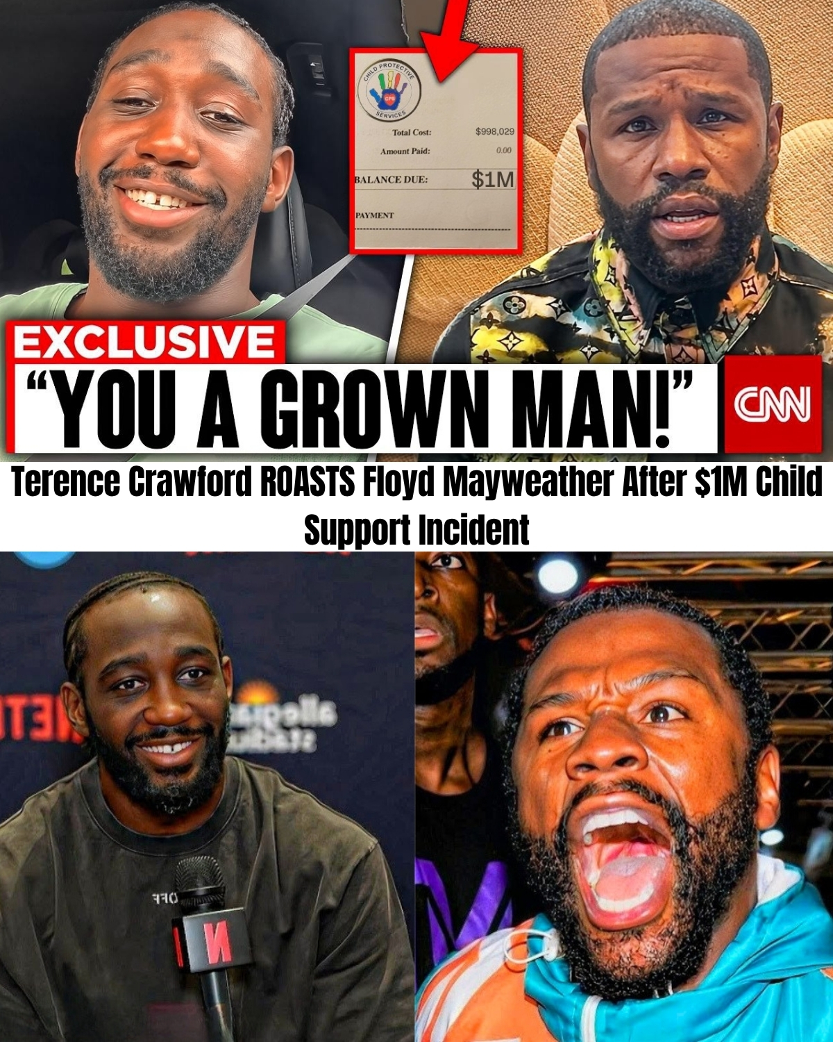 The boxing world has just exploded! ๐ฅ Welterweight king Terence Crawford just went completely rogue, delivering a savage, mocking roast that utterly exposed Floyd Mayweatherโs dark personal life!
