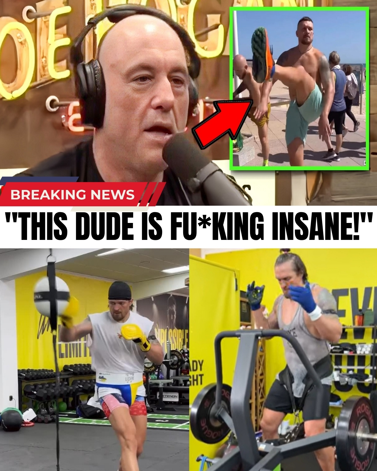 The UFC and boxing worlds are in absolute meltdown! 😱 Podcasting giant Joe Rogan just witnessed a leaked live stream of Oleksandr Usyk preparing for Rico Verhoeven, and he completely lost his mind!