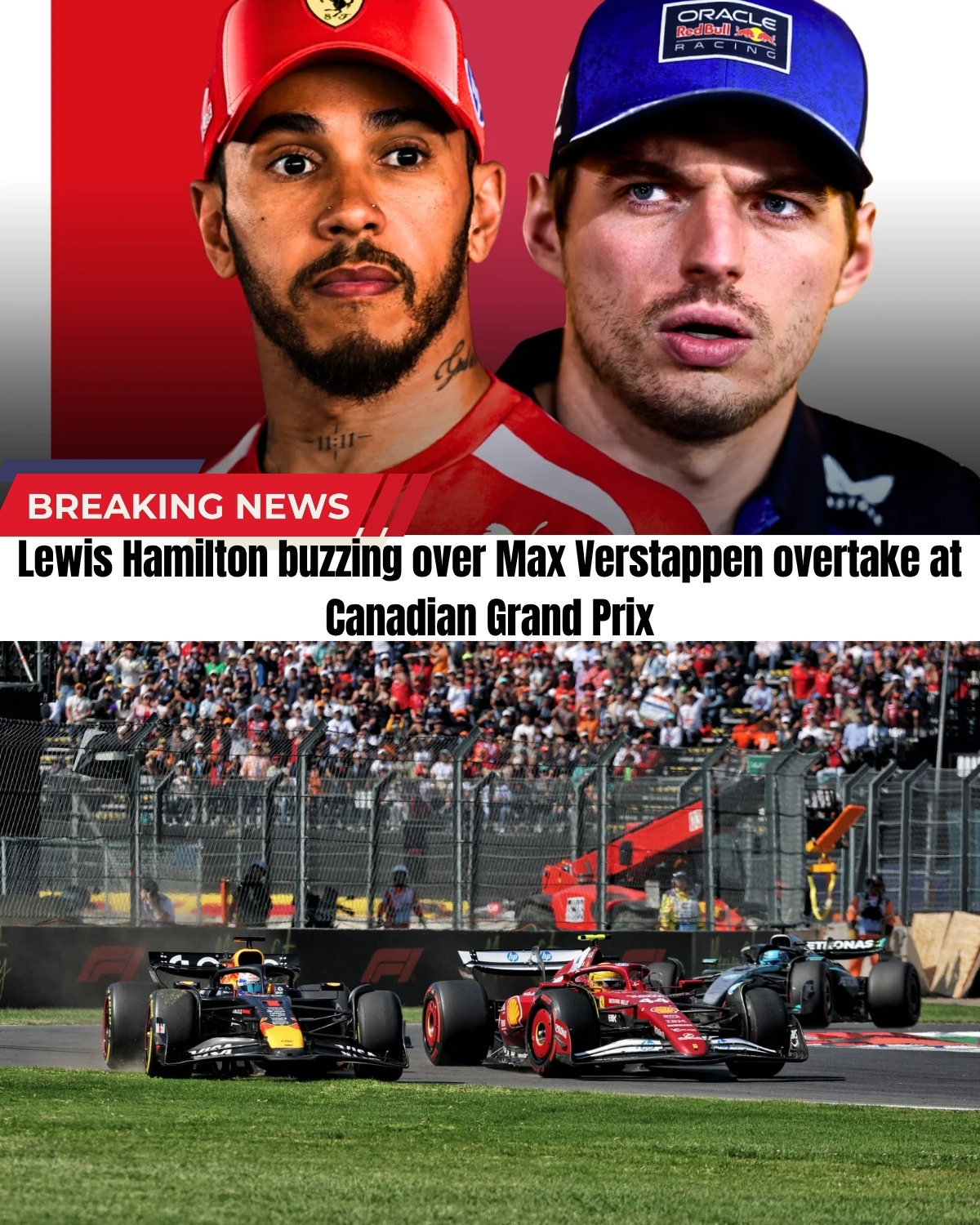 Unbelievable scenes in Montreal! ๐จ๐ฆ After a disastrous 2025 season, Lewis Hamilton just pulled off his absolute BEST performance in a Ferrari car yet! ๐ดโจ Starting 5th, the British legend hunted down his ultimate rival, Max Verstappen, in a brutal wheel-to-wheel battle!