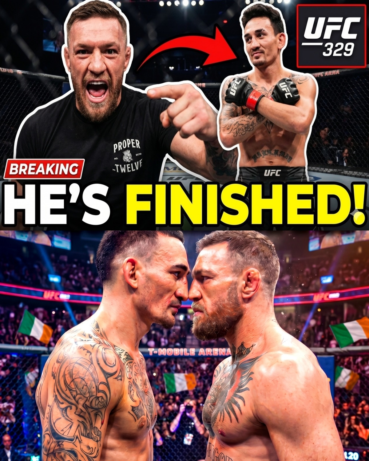The MMA world has just been set ablaze! ๐ฅ The “Notorious” Conor McGregor went completely rogue, boldly guaranteeing that Max Holloway will not survive the first round of their explosive UFC 329 rematch!