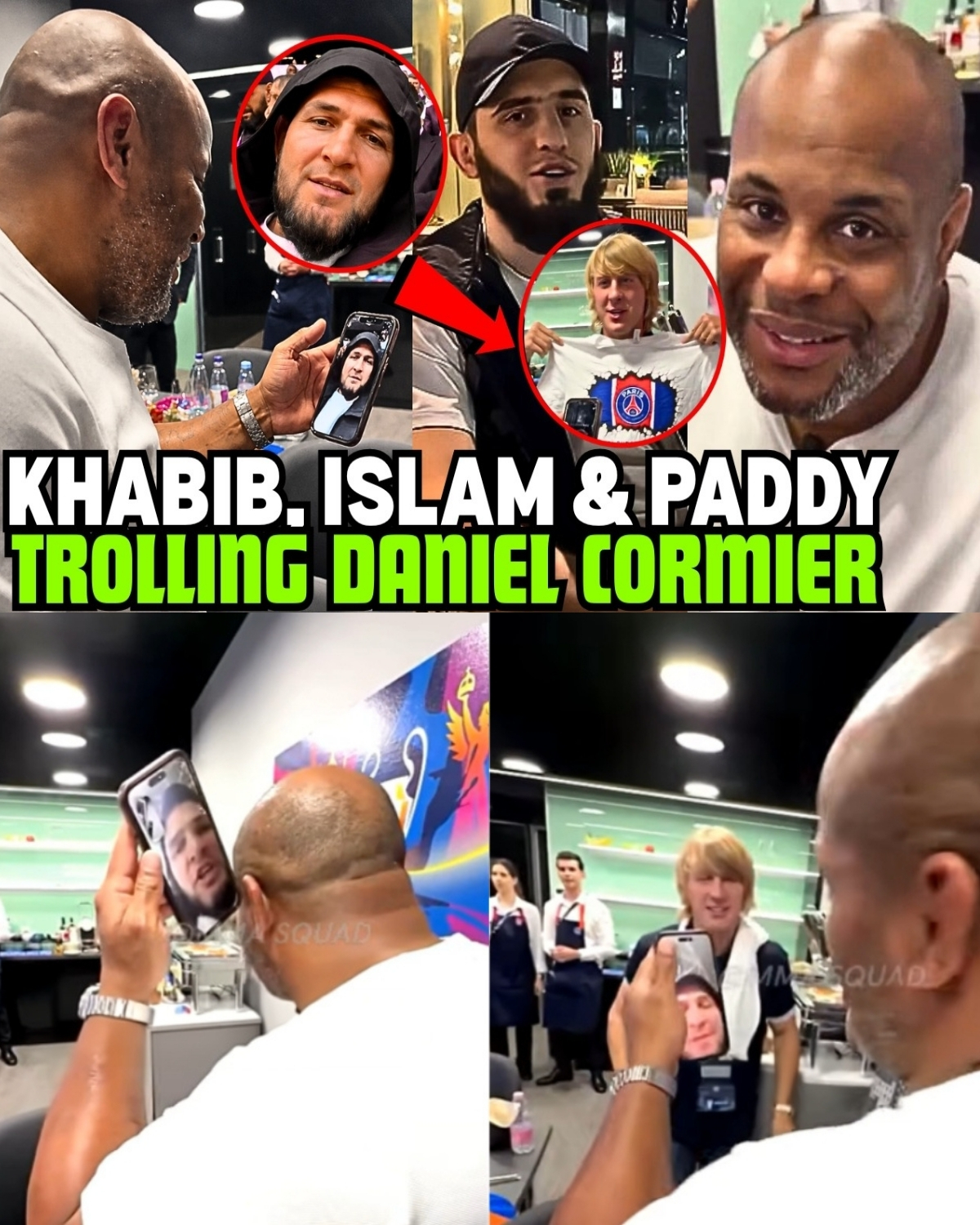 Absolute scenes at the Champions League final! โฝ UFC legends Khabib Nurmagomedov and Islam Makhachev completely hijacked the PSG vs Arsenal afterparty, turning it into a merciless, hilarious execution of a devastated Daniel Cormier!