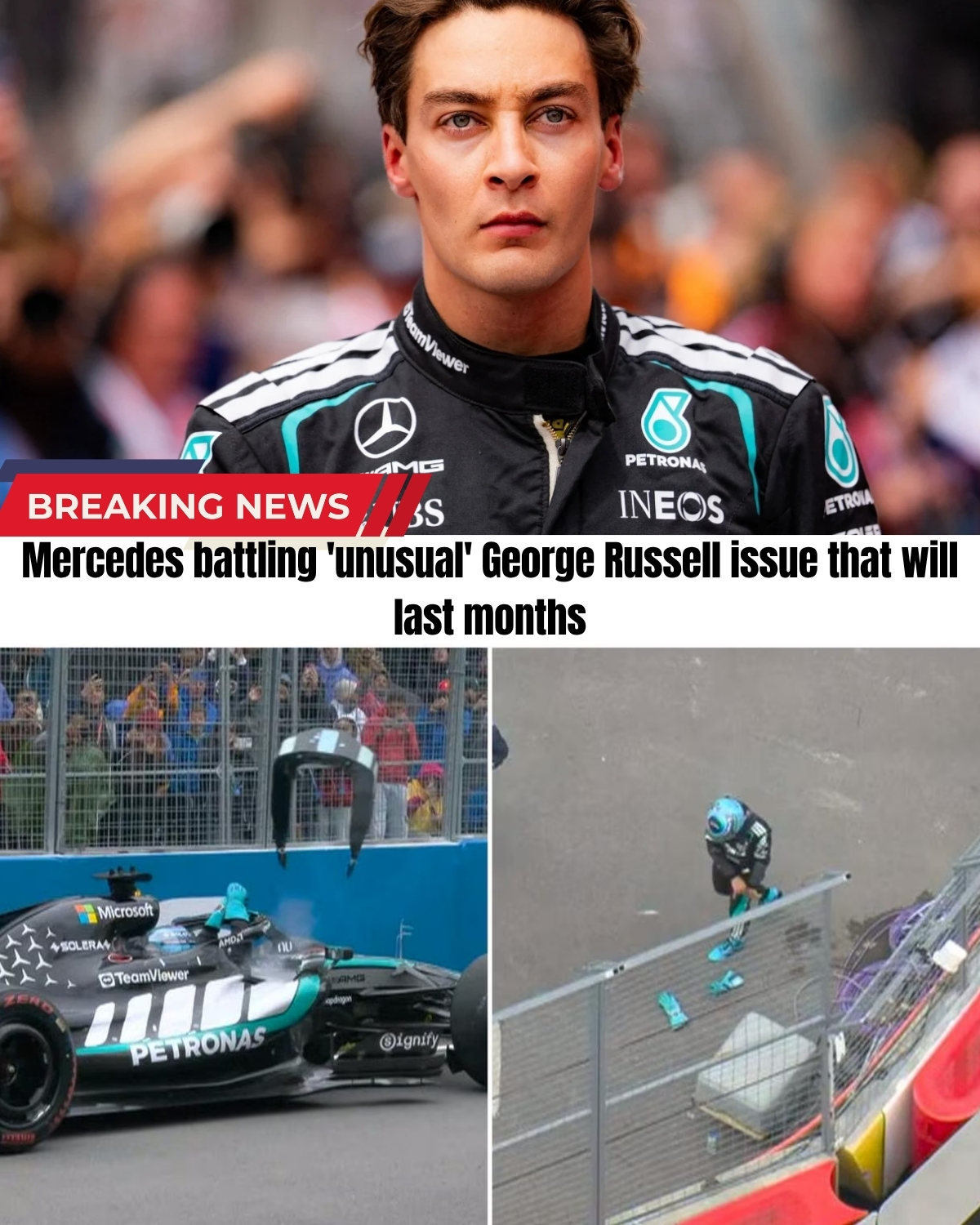 What REALLY happened to George Russell’s W17 in Canada? 🇨🇦 Leading the race, then… BOOM! A catastrophic battery failure ended it all, leaving him slamming his fists in pure rage!