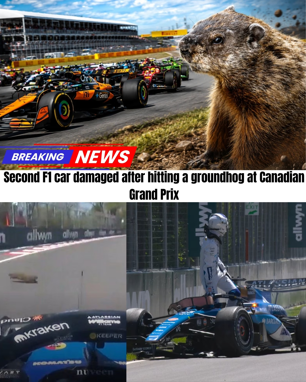 The Canadian GP has turned into an absolute nightmare! ๐ฑ After Alex Albon’s terrifying high-speed crash, a second F1 star just suffered catastrophic damage in a bizarre, freak collision!