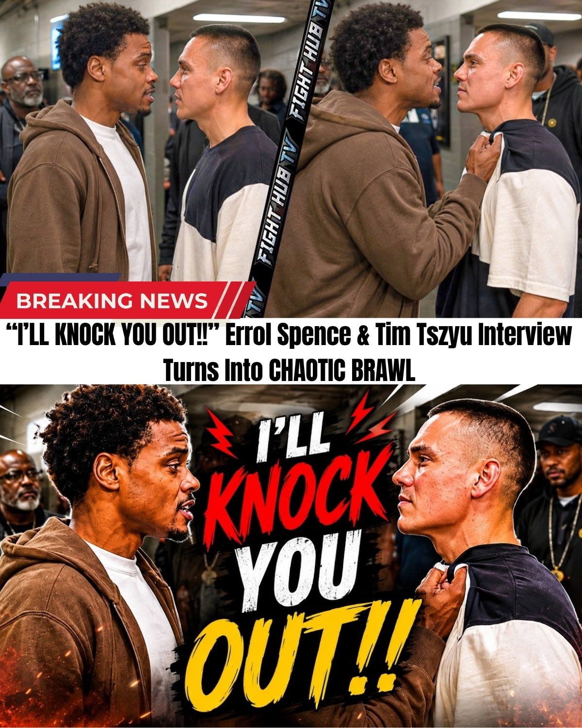 The boxing world has just descended into absolute, unedited madness! 🥊 A routine promotional event turned into a terrifying, full-blown riot after Tim Tszyu insulted Errol Spence Jr.’s legacy, triggering a violent melee with fists flying live on camera!