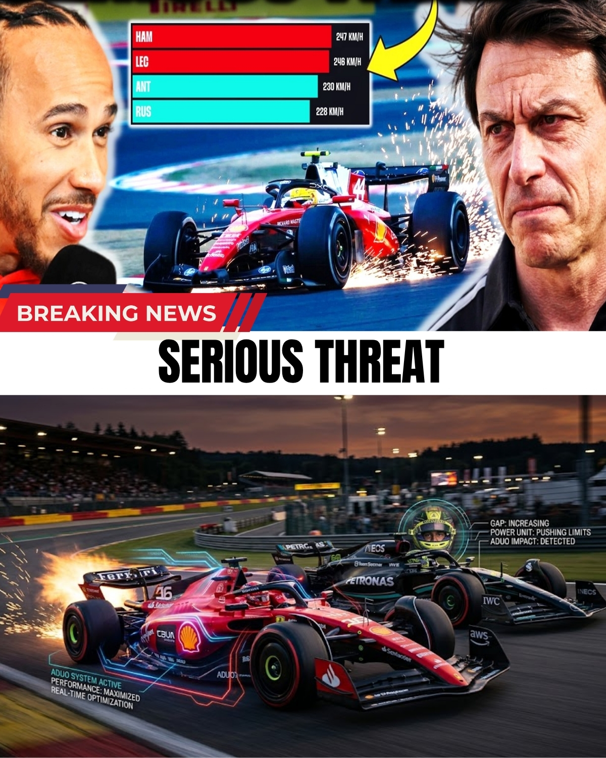 HAMILTON LEAKS FERRARI’S SECRET WEAPON! Lewis Hamilton just sent SHOCKWAVES through the paddock with a massive revelation! Mercedes is officially in panic mode after discovering Ferrari’s groundbreaking “ADUO” system.