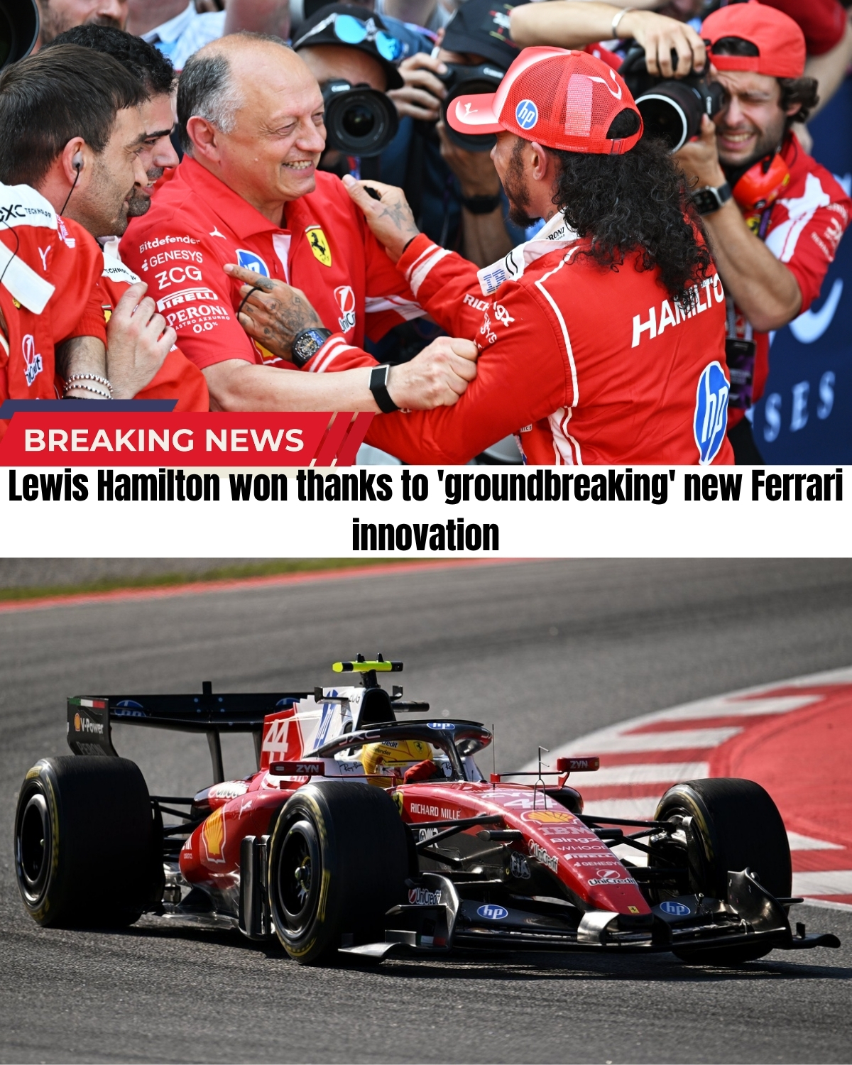 Everyone thought Lewis Hamilton's epic win was purely based on skill... but the shocking truth just leaked! 😱🏎️💨 Italian media just uncovered a groundbreaking, top-secret modification on his Ferrari that completely outsmarted Mercedes!